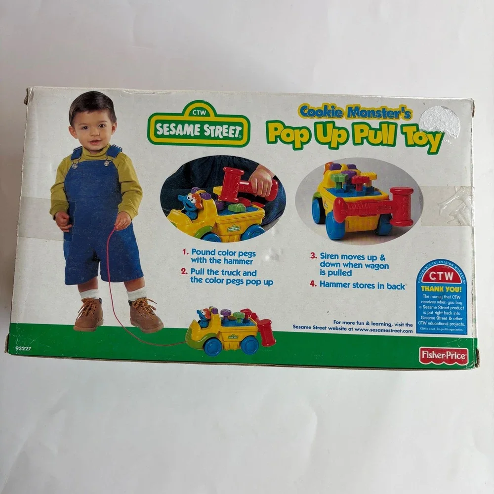 Fisher-Price Sesame Street Cookie Monster Pop Up Pull Toy Vintage 2000 NEW